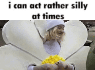 A Woman In A Flower Costume Says That She Can Act Rather Silly At Times . GIF