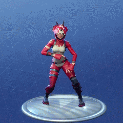 A Woman In A Fox Costume Is Dancing On A Platform GIF