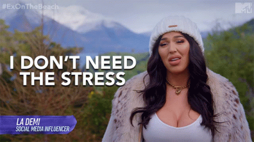 A Woman In A Fur Coat Says " I Don T Need The Stress " GIF