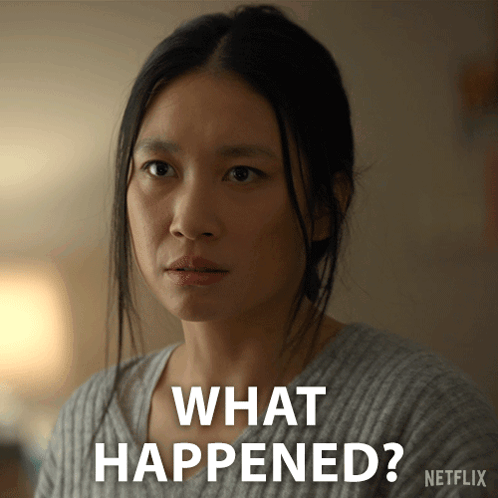 Woman In Grey Sweater Asks What Happened On Netflix GIF