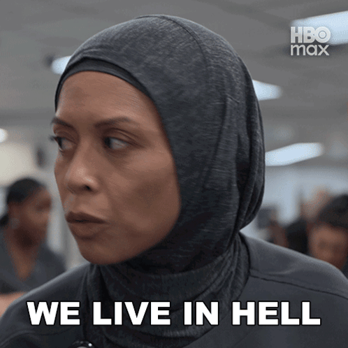 A Woman In A Hijab Is Saying We Live In Hell GIF