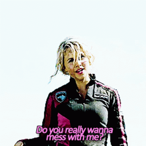 A Woman In A Jacket Says " Do You Really Wanna Mess With Me ? " GIF