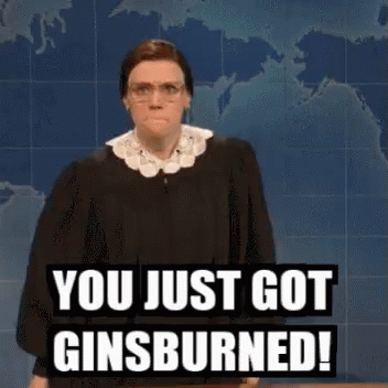 A Woman In A Judge 'S Robe Says You Just Got Ginsburned ! GIF