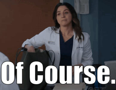 A Woman In A Lab Coat Is Holding A Purse And The Words Of Course Are Behind Her GIF