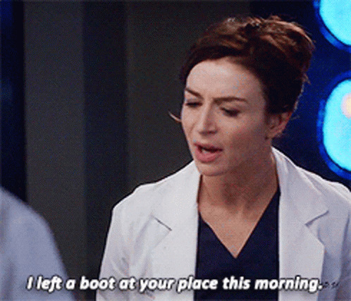 A Woman In A Lab Coat Says I Left A Boot At Your Place This Morning .. GIF