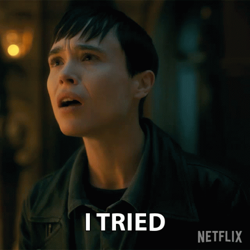 A Woman In A Leather Jacket Says I Tried In A Netflix Advertisement GIF