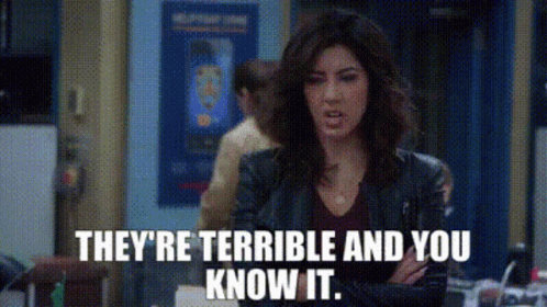 a woman in a leather jacket says they 're terrible and you know it