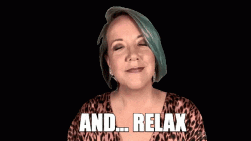 A Woman In A Leopard Print Shirt Is Screaming And Says " And Relax " GIF