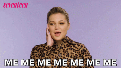 A Woman In A Leopard Print Shirt Says Me Me Me Me Me GIF