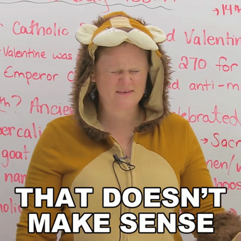 A Woman In A Lion Costume With The Words That Does N't Make Sense Below Her GIF
