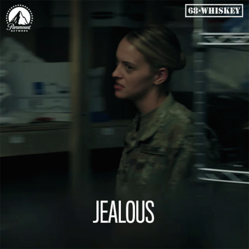 Military Woman With Jealous Written On Face GIF