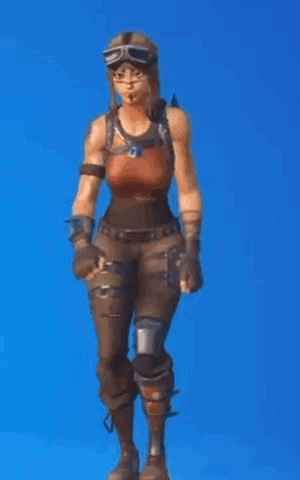 A Woman In A Military Uniform Is Standing In Front Of A Blue Background In A Video Game . GIF
