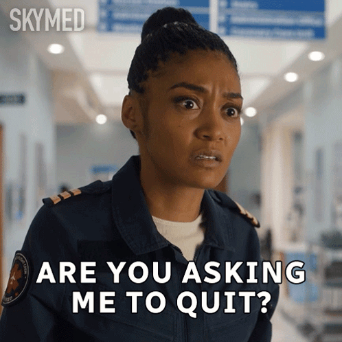 A Woman In A Military Uniform Says " Are You Asking Me To Quit ? " GIF