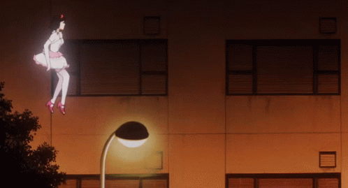 A Woman In A Pink Dress Is Flying Through The Air GIF