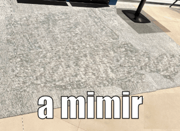 A Woman In A Pink Shirt Is Standing On A Rug With The Words A Mimir Written On It GIF