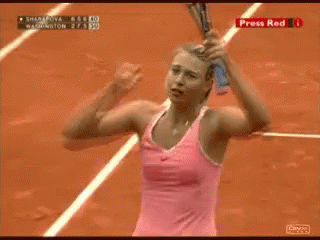 A Woman In A Pink Tank Top Is Running On A Track With Press Red In The Upper Left Corner GIF