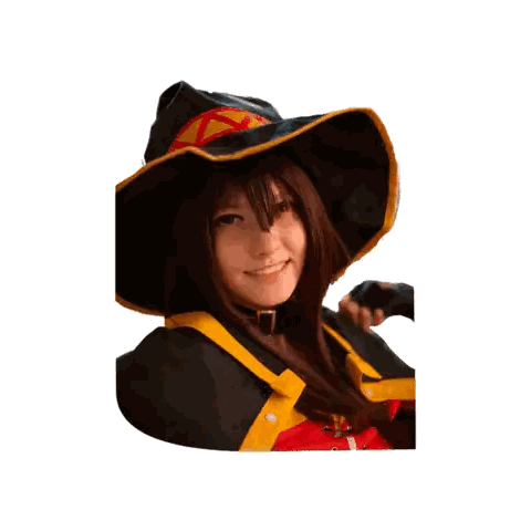 a woman in a pirate costume is smiling and wearing a black hat with a red x on it