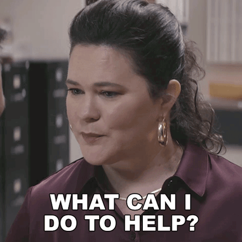 Woman In Purple Asking What Can I Do To Help GIF