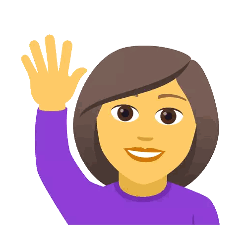 a woman in a purple shirt waves her hand in the air