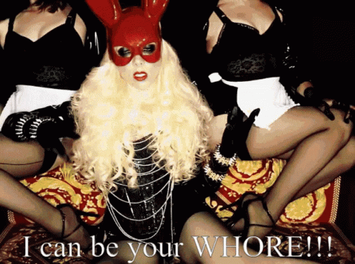 A Woman In A Red Bunny Mask Says I Can Be Your Whore !!! GIF