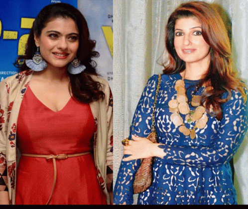 A Woman In A Red Dress And A Woman In A Blue Lace Dress GIF