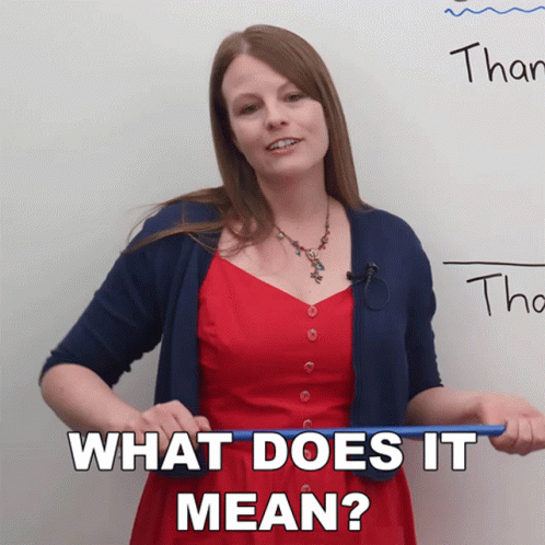 A Woman In A Red Dress Is Holding A Hula Hoop In Front Of A White Board That Says What Does It Mean GIF