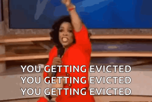 A Woman In A Red Dress Is Holding A Microphone And Yelling At The Camera . GIF
