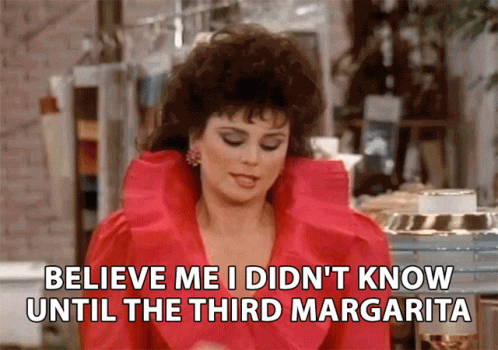 A Woman In A Red Dress Says Believe Me I Didn 'T Know Until The Third Margarita GIF