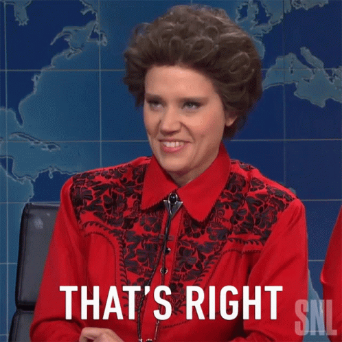 A Woman In A Red Shirt Says " That 'S Right " GIF