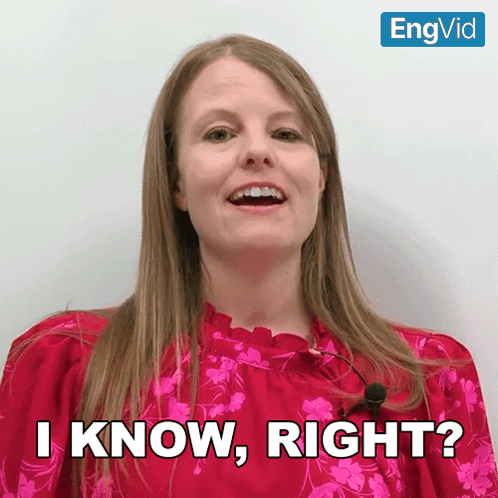 A Woman In A Red Top Says I Know Right GIF