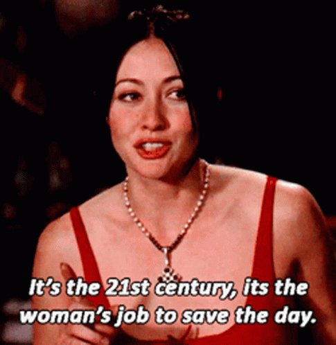 A Woman In A Red Top Says It 'S The 21St Century GIF