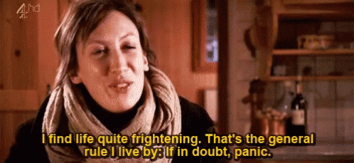A Woman In A Scarf Says I Find Life Quite Frightening That 'S The General Rule I Live By GIF