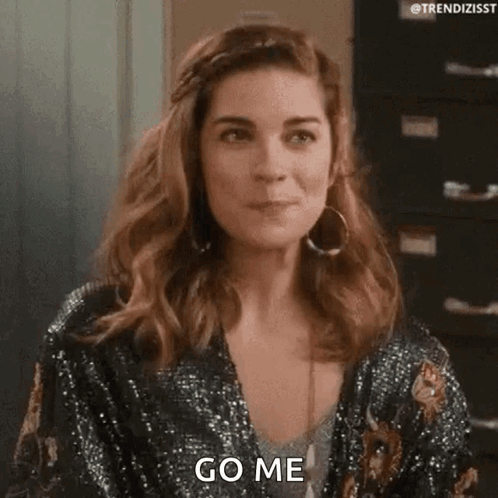 Woman Making Funny Face Saying Go Me GIF