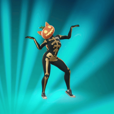 a woman in a skeleton costume with a pumpkin head is dancing