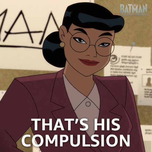 A Woman In A Suit And Glasses Says That 'S His Compulsion GIF
