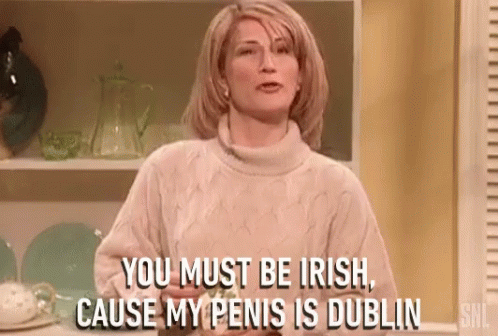 Woman In Sweater Saying You Must Be Irish GIF