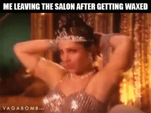 A Woman In A Tiara Is Leaving The Salon After Getting Waxed GIF