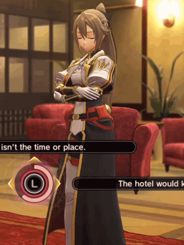 a woman in a video game says the hotel would be