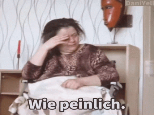Woman In Wheelchair With Wie Peinlich GIF