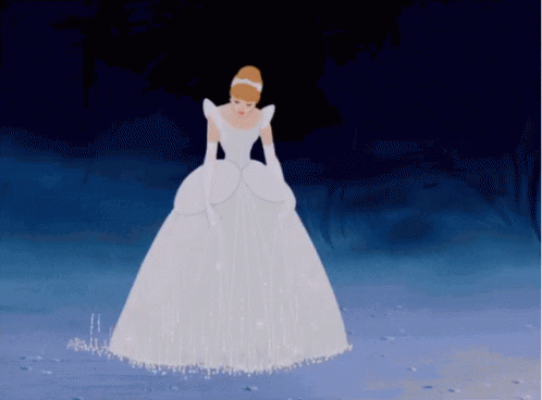 A Woman In A White Dress And Gloves Is Standing On A Snowy Surface GIF