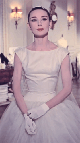 Woman In White Dress And Gloves GIF