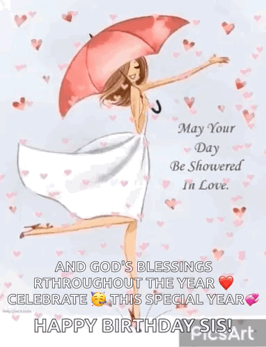 A Woman In A White Dress Is Holding A Pink Umbrella In The Rain . GIF