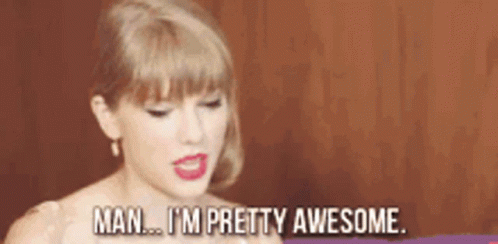 A Woman In A White Dress Is Saying Man I 'M Pretty Awesome . GIF