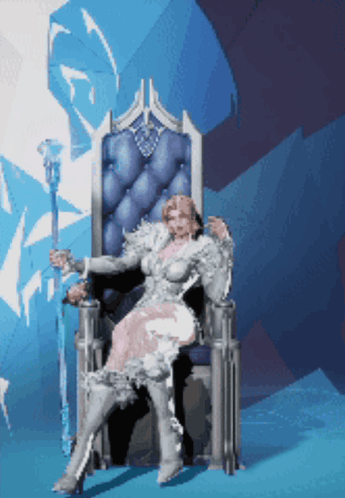 A Woman In A White Dress Is Sitting In A Chair GIF