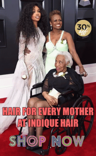 A Woman In A White Dress Is Standing Next To A Woman In A Wheelchair With The Words Hair For Every Mother At Indicque Ha GIF