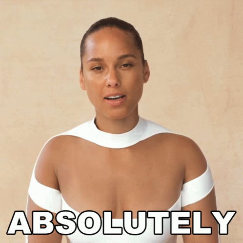A Woman In A White Dress Says Absolutely In Black GIF