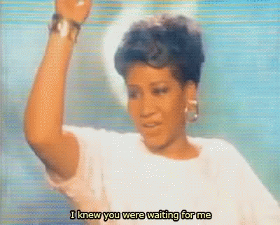 A Woman In A White Shirt Is Dancing And Says I Knew You Were Waiting For Me . GIF