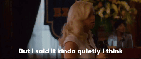 A Woman In A White Shirt Is Saying But I Said It Kinda Quietly I Think GIF