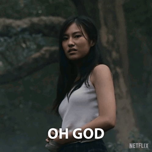 a woman in a white tank top says he 's such a stud on netflix