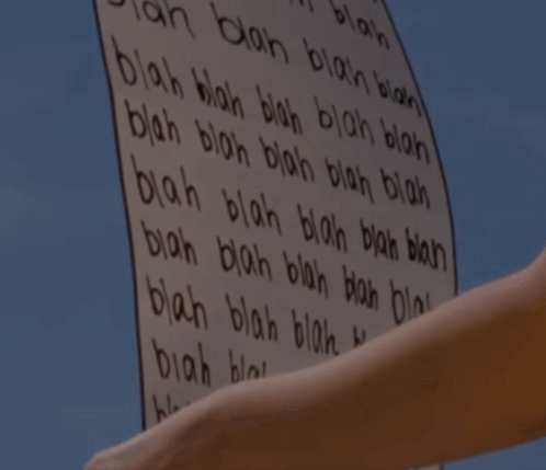 A Woman In A White Top Is Holding A Large Piece Of Paper In Front Of A Blue Sky GIF